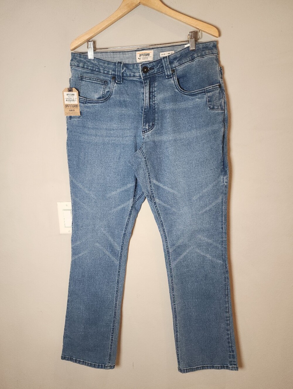 NWT OFF THE GRID Hideout Denim Boot Cut Jeans Vintage Wash Men's 34 32" Inseam